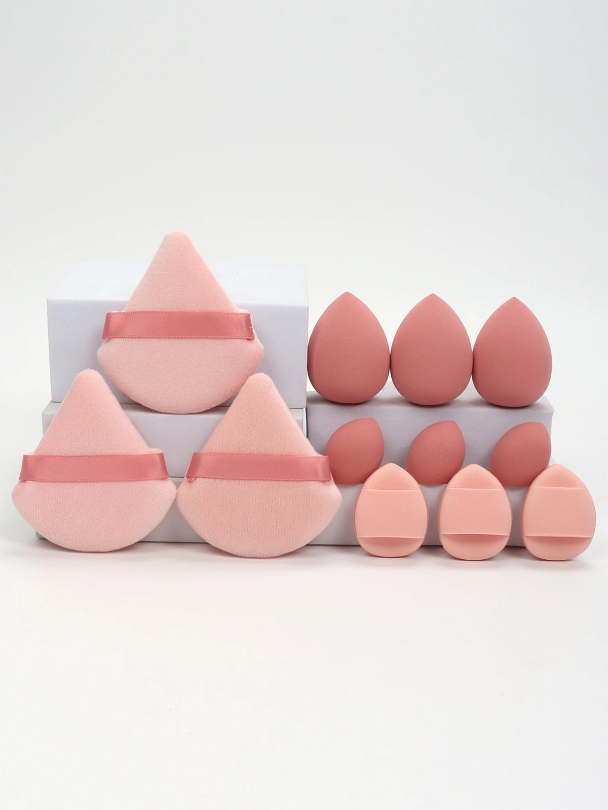 12-Piece Makeup Sponge and Powder Puff Set with Mini Air Cushion Puff and Beauty Egg References, 18 Color and Style Labels for Adult Cosmetic Application