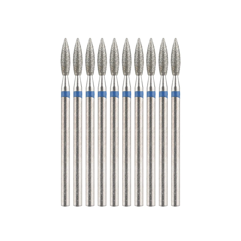 Diamond Nail Drill Bits, Listed 10-Piece Milling Accessories with 2.35mm Shanks, A-Series and Grade-Labeled Options for Professional Electric Manicure Filing