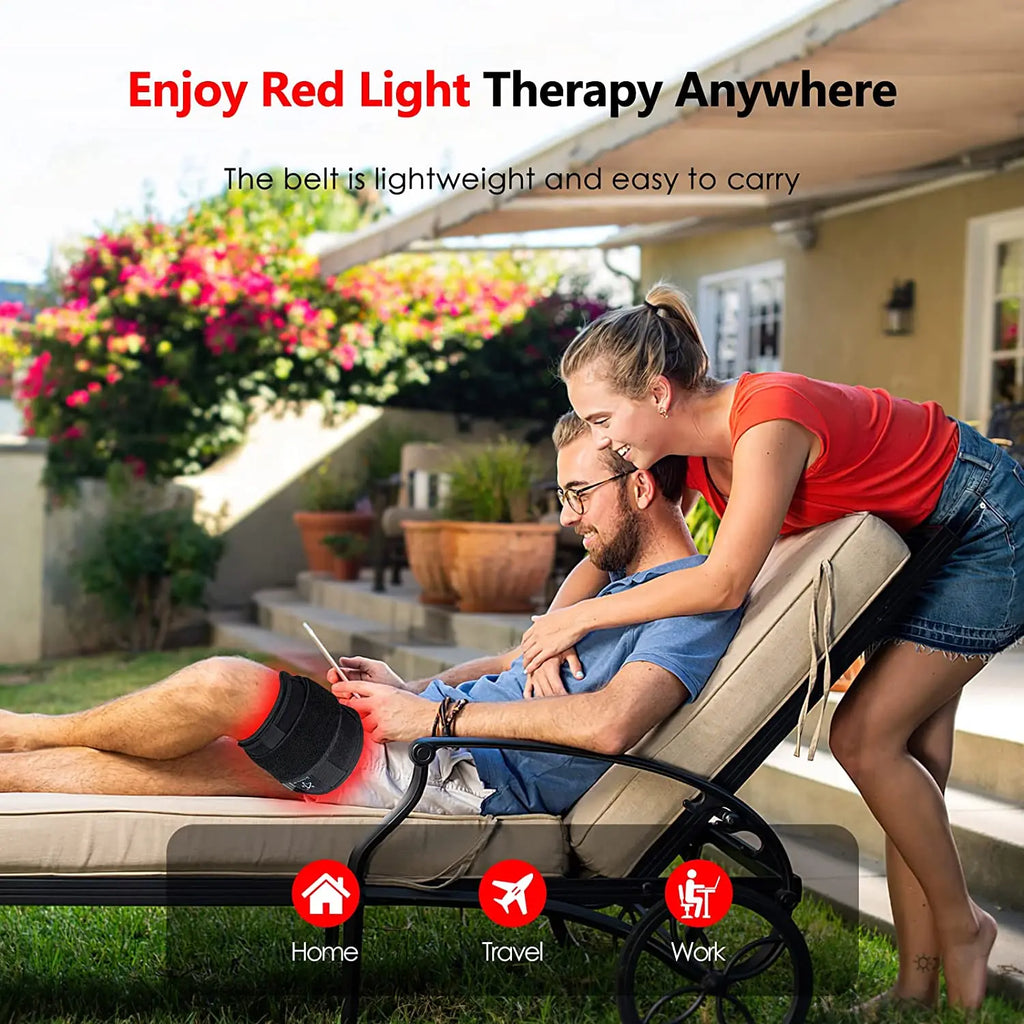 Red Light Wrap Belt with Listed 660nm and 850nm LEDs, Adjustable Elastic Band, Wired Timer Controller and Detachable Pad for Adult Personal Care