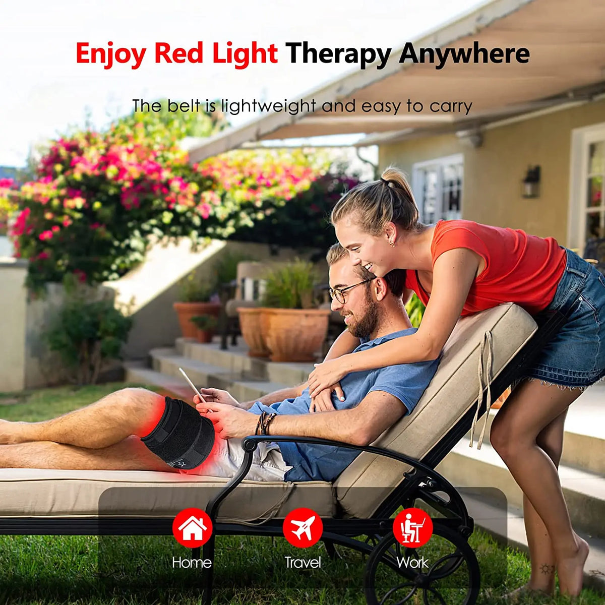 Red Light Wrap Belt with Listed 660nm and 850nm LEDs, Adjustable Elastic Band, Wired Timer Controller and Detachable Pad for Adult Personal Care