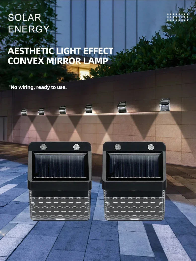 Outdoor Solar Wall Light Options for Garden Fences, Courtyards and Exterior Walls, with Listed 6-LED Non-Sensor and 30-LED PIR Motion Sensor Designs