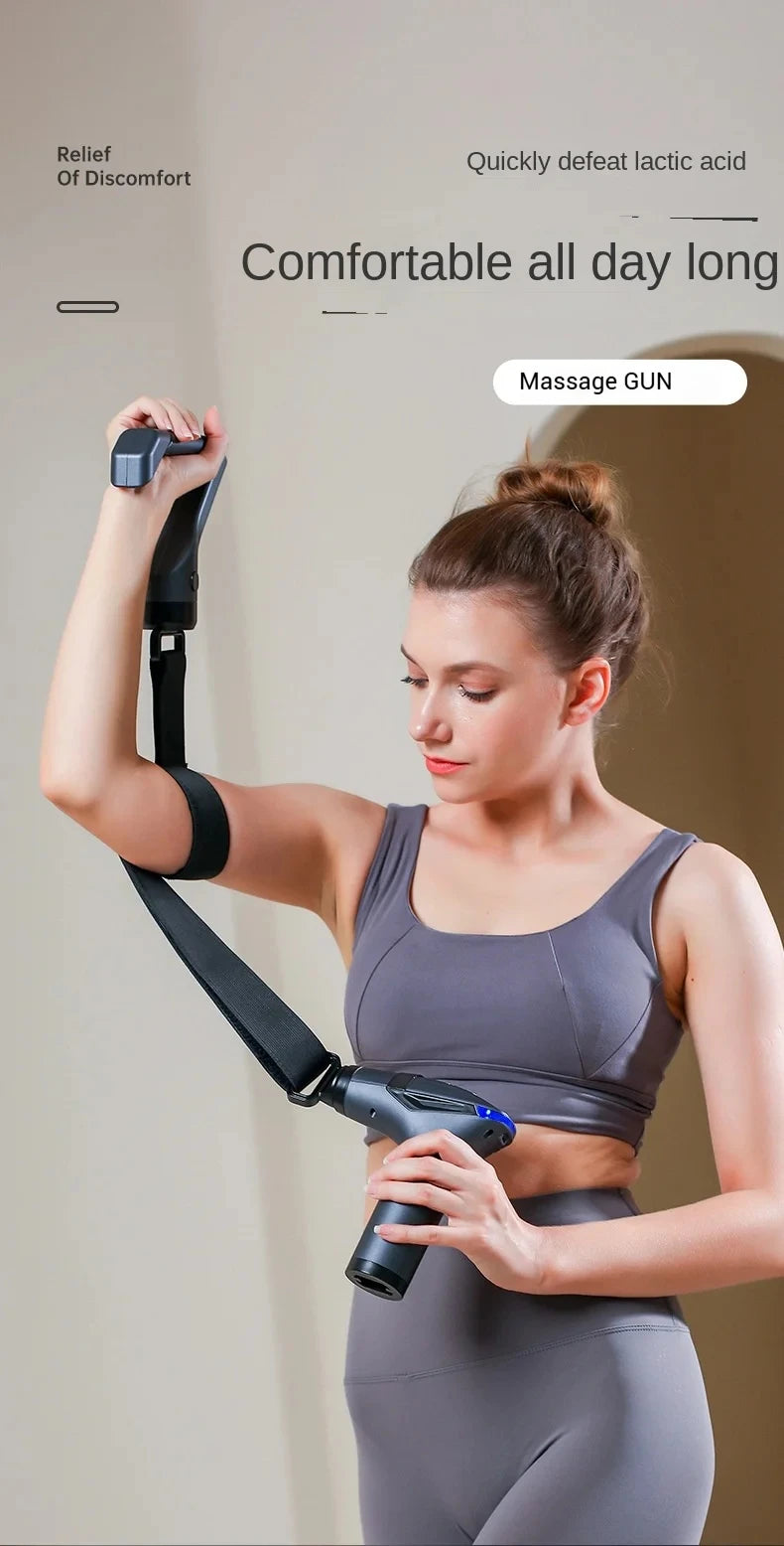 Long-Handle Massage Gun in Dark Gray with 1500mAh Battery, Type-C Charging and Listed 2600–3300rpm Motor Speed for Adult Personal Massage Routines