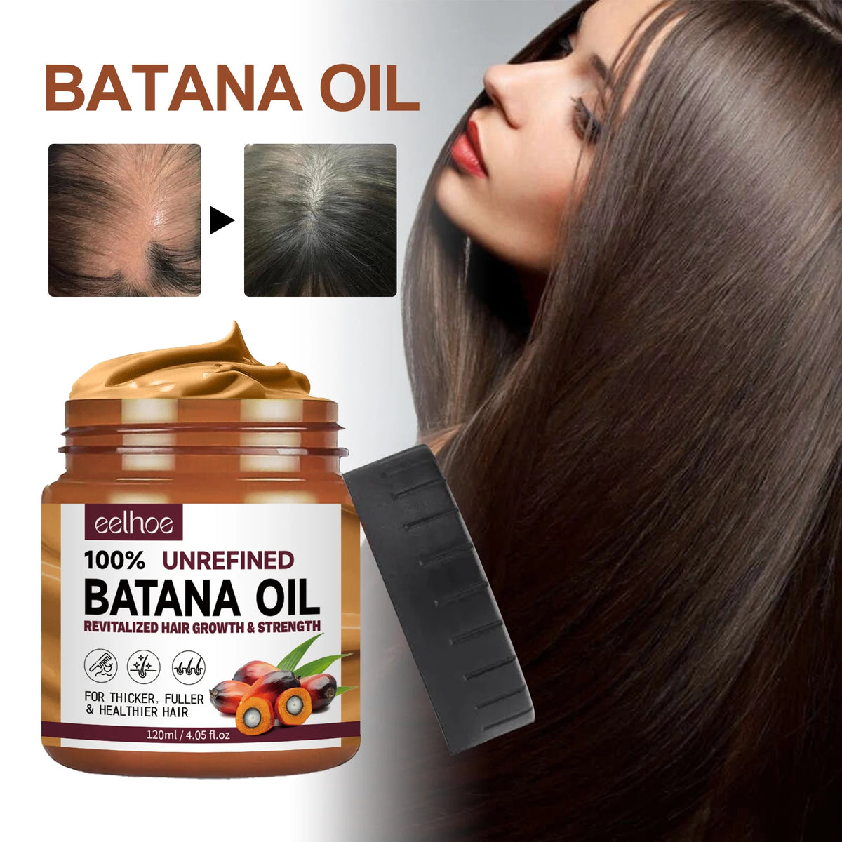 Batana Hair Conditioning Oil, 120ml Single Box or Two to Five Box Multipacks with Listed Totals up to 600ml for Women's and Men's Home Hair Care Routines