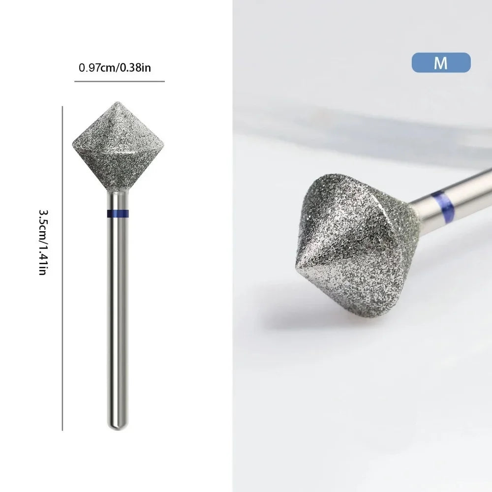 Diamond Cuticle Nail Drill Bit with 3/32-Inch Shank, Single Rotary Manicure Burr in Green or Blue Options for Compatible Electric Nail File Machines