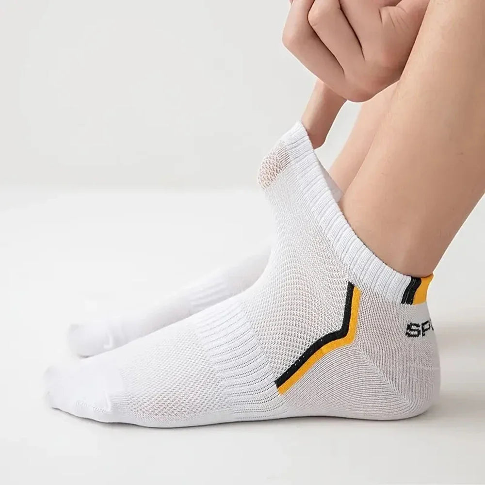 Men's Mesh Ankle Socks in Polyester, Short Casual and Sports Style Multipacks with 5, 10, 20, 30 or 40-Pair Labels and Black, White, Gray or Mixed Options