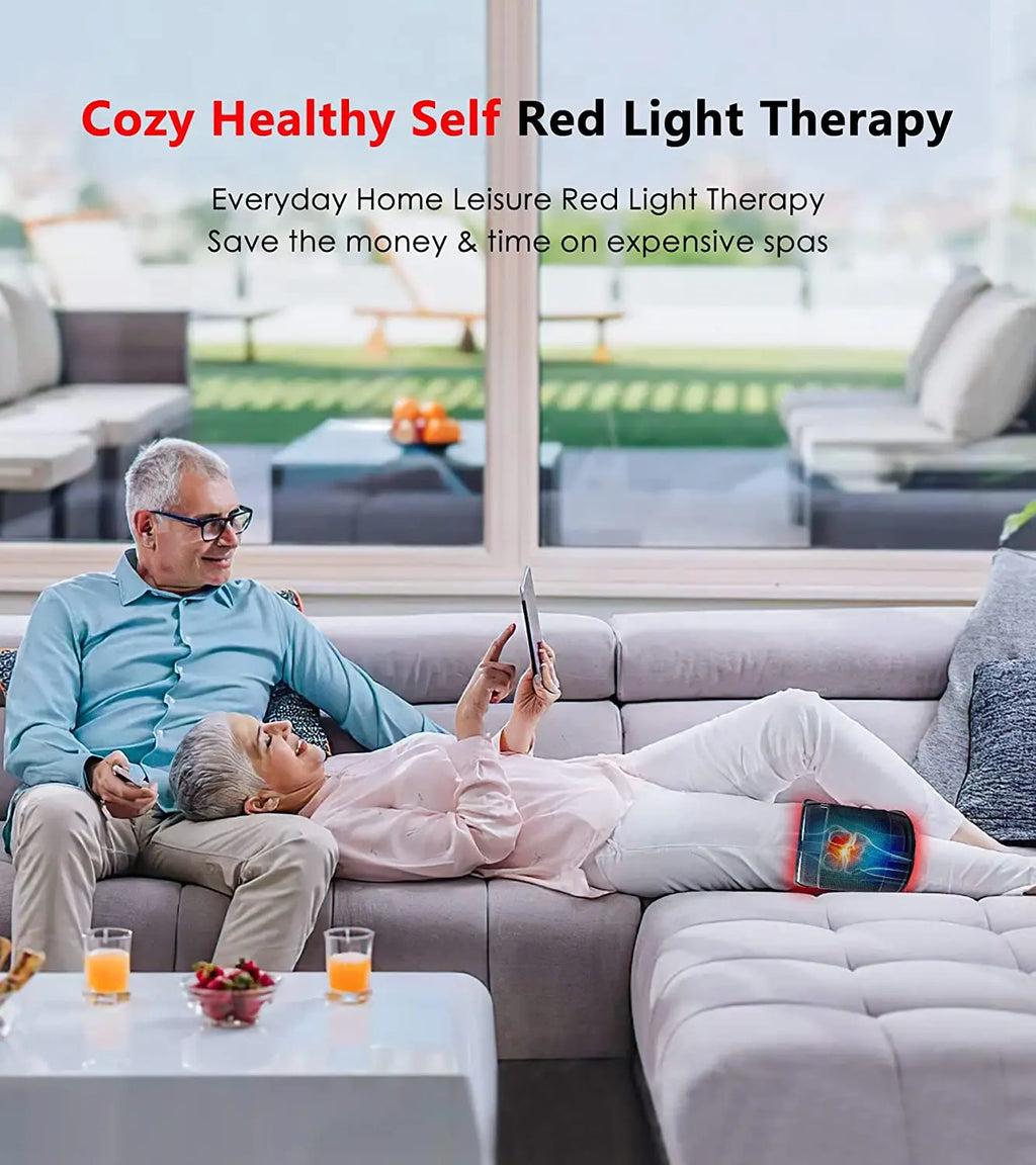 Red Light Wrap Belt with Listed 660nm and 850nm LEDs, Adjustable Elastic Band, Wired Timer Controller and Detachable Pad for Adult Personal Care