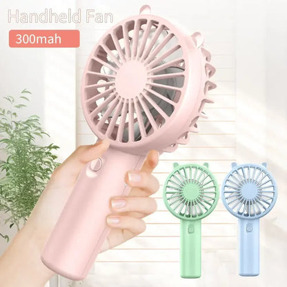 300mAh USB Rechargeable Personal Fan with ABS Housing and Included Cable, Compact 16cm Handheld Airflow Fan in Pink, White, Blue or Green for Short Breaks