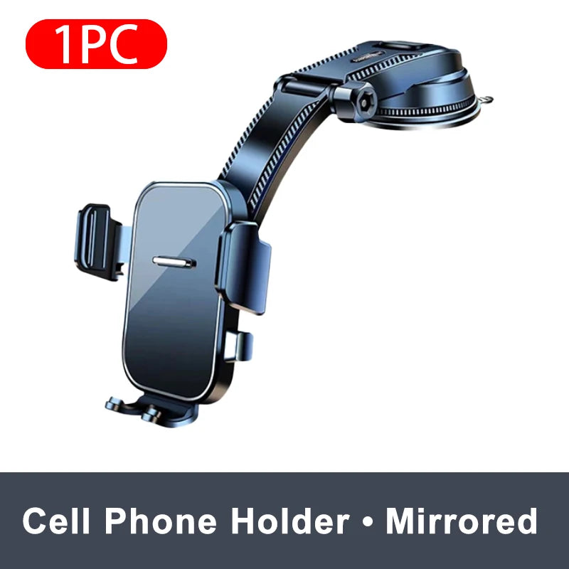 SEAMETAL Dashboard Phone Holder with Adjustable Cradle and Quick-Release Button, Listed 180-Degree Tilt, Mirrored or Textured Options for Compatible 3–7 Inch Phones