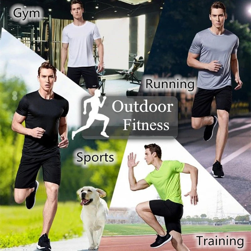 Men's Round Neck Workout T-Shirt with Short Sleeves, Listed Quick-Dry Moisture-Wicking Lightweight Gym and Running Top in Eight Colors, Asian Sizes M to 4XL