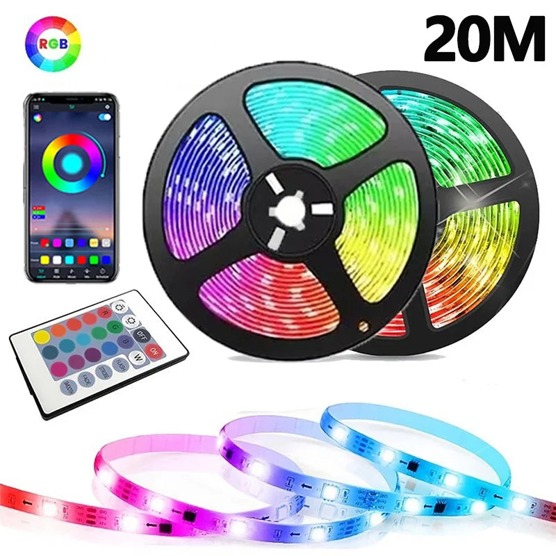 5V USB RGB LED Strip Lights with App Control and Timer, Listed Bluetooth and 24-Key Remote, Nine Length Options from 1m to 30m for Indoor Home Decoration