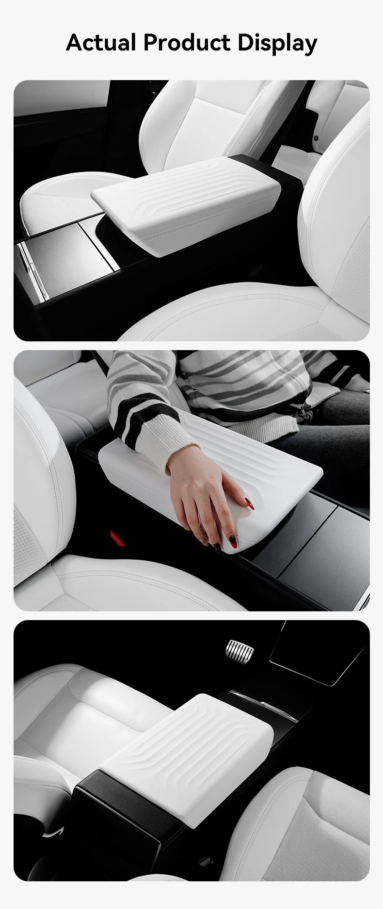 Armrest Cover for Tesla Interior Styling with TPE White, TPE Black and TPU Black Options, Model Y Juniper, YL and Model 3 Highland Labels and Bundle Choices