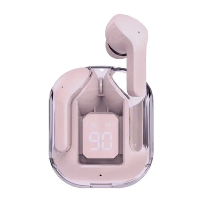 T2 Wireless Bluetooth Earphones with LED Power Display and Built-In Microphone, Transparent-Style In-Ear Audio Design in Five Colors for Music and Calls