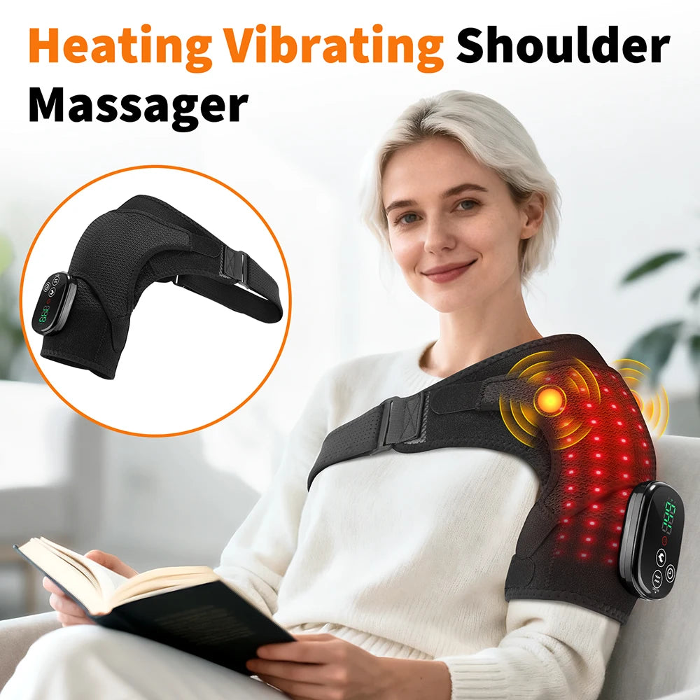 Thermal Shoulder Massage Belt with Adjustable Heating, Shoulder Brace Format and Multiple Belt, APP-Labeled and Red Light Options for Home Relaxation