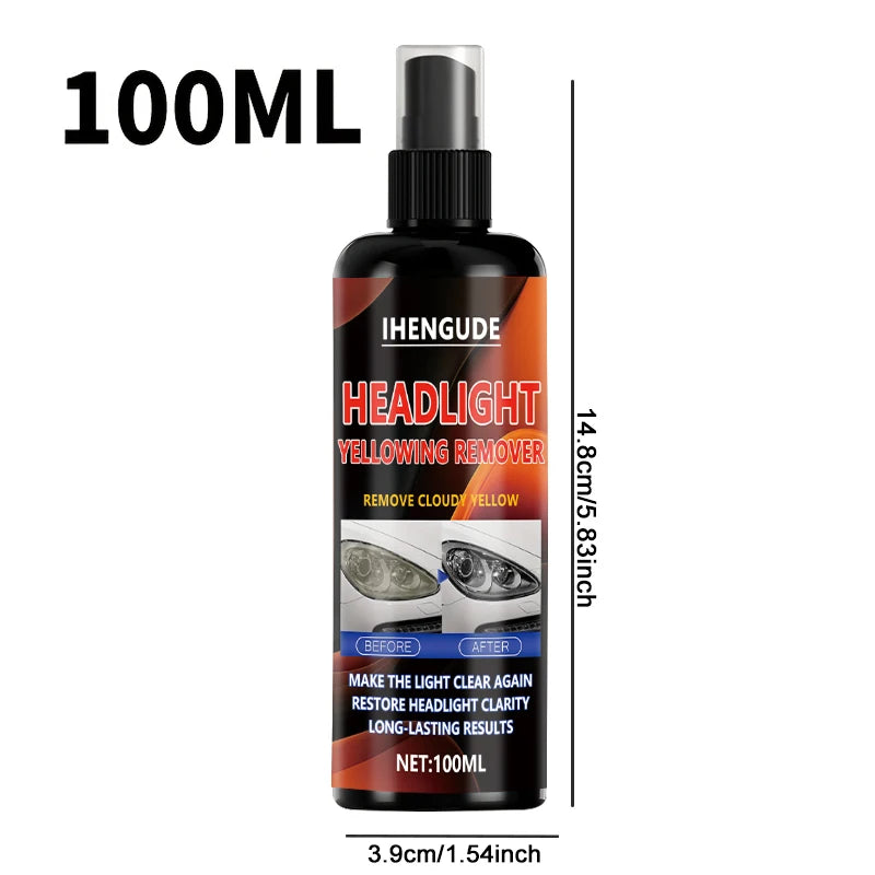 Headlight Restorer Fluid in Listed 100ml Size for Compatible Car Lens Surface Care, Exterior Vehicle Detailing and DIY Appearance Maintenance