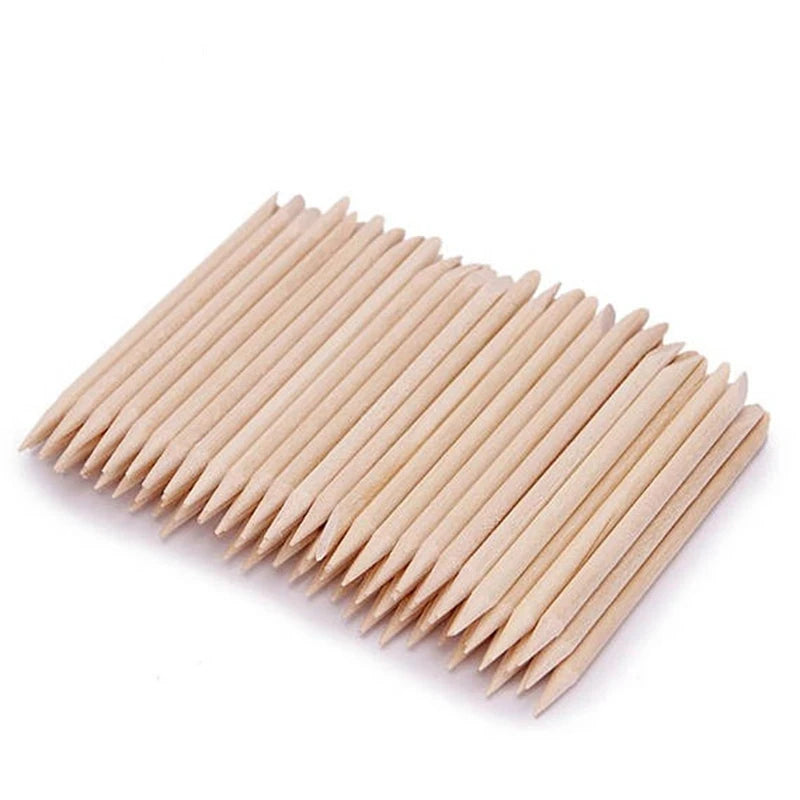 Orange Wood Nail Sticks in 100 or 500-Piece Options, Double-Sided Cuticle Pushers for Manicure, Pedicure and At-Home Nail Art Routines