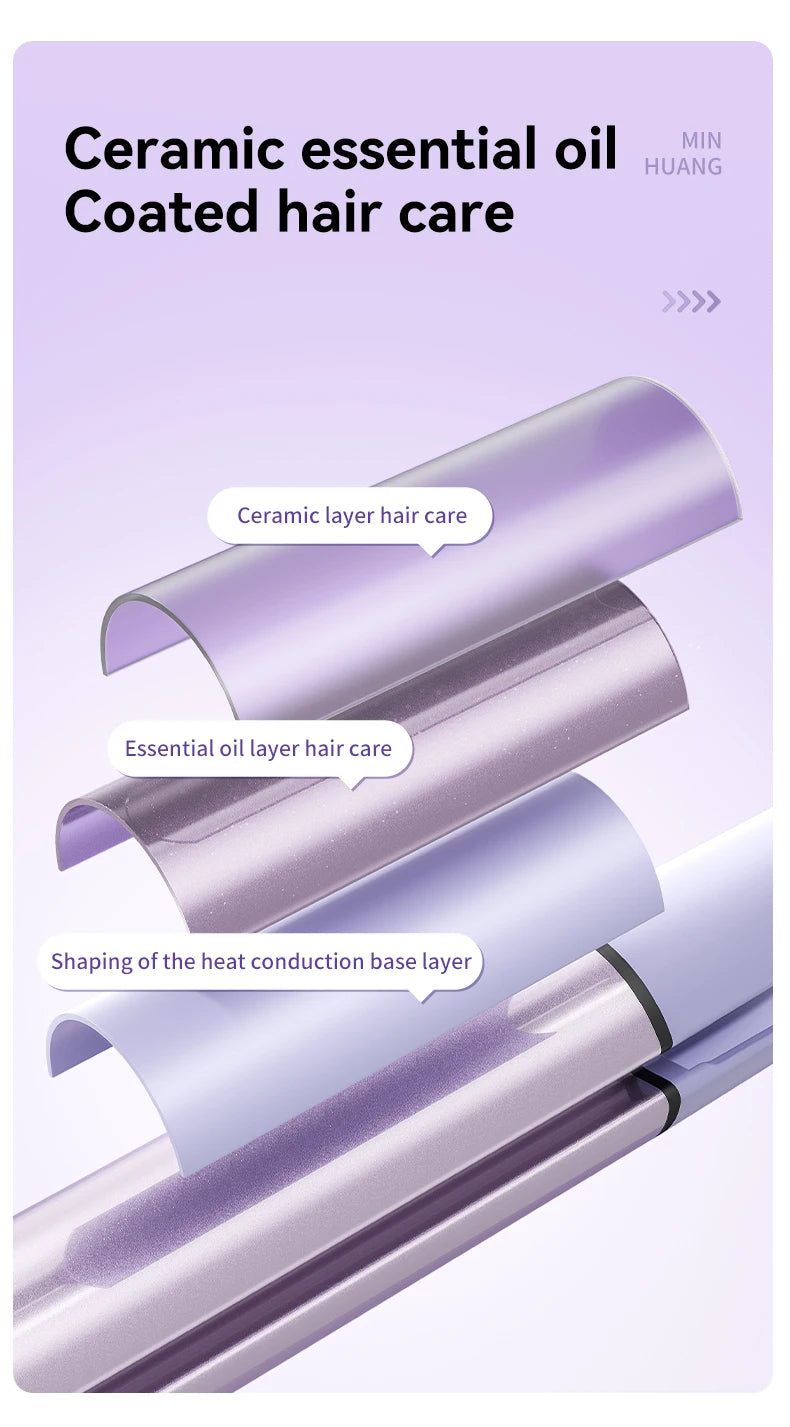 32mm Automatic Curling Iron with Four Listed Heat Settings, PTC Heating and Ceramic Wand Reference in Pink, Purple or Beige with Plug and Box Options