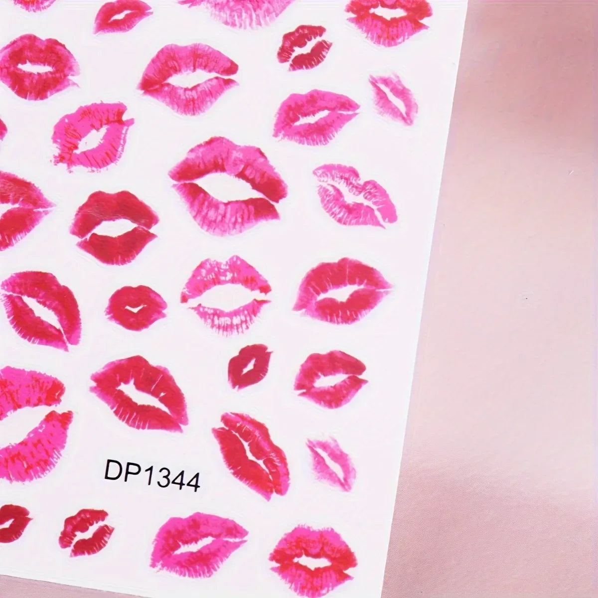 Heart and Kiss Nail Art Stickers, Red Self-Adhesive Matte Finish Decals for Romantic DIY Manicures, Valentine's Day Styling and Everyday Nail Decoration