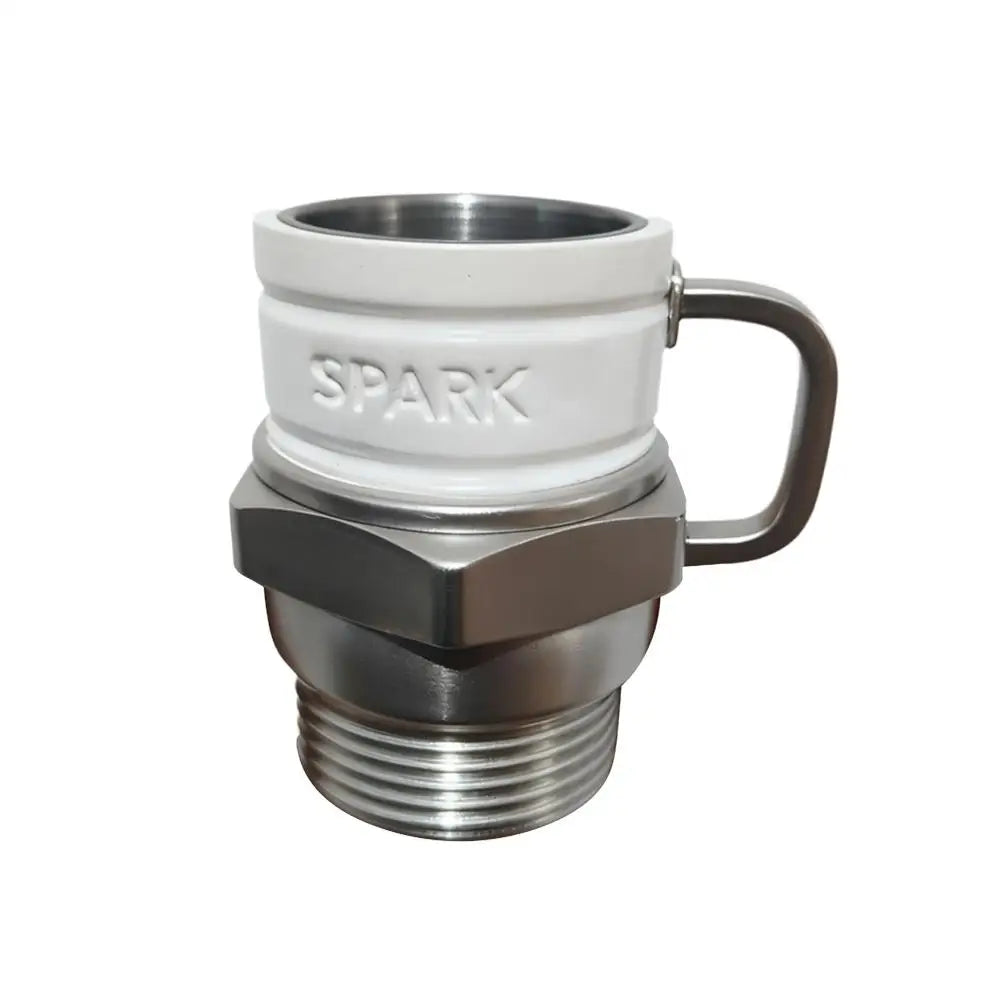 Spark Plug Coffee Mug with Resin Exterior and Stainless Steel Lining, Silvery Automotive-Themed Cup for Mechanics, Car Enthusiasts and Father's Day Gifts