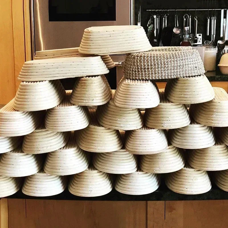 Rattan Bread Proofing Basket with Listed Linen Liner, Round or Oval Sourdough Banneton Selections and Separate Tool or Multi-Piece Options for Home Bread Making