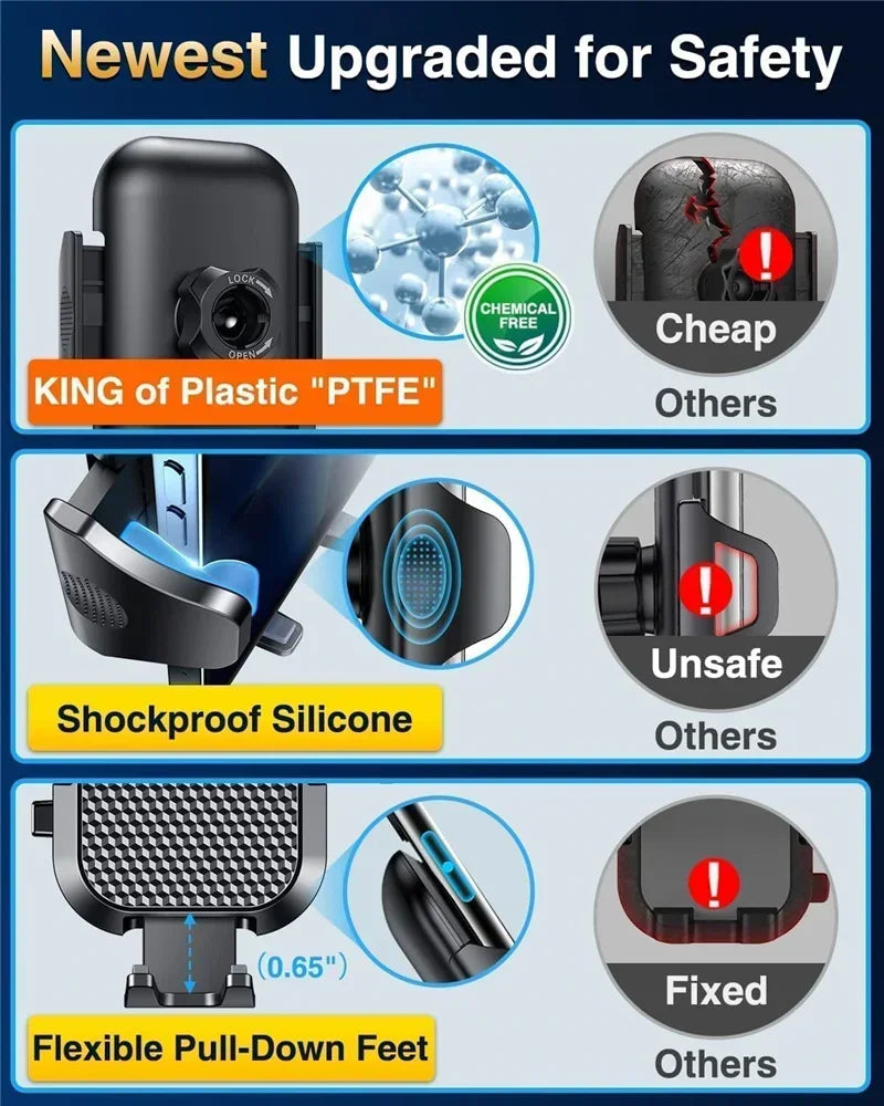 Suction Cup and Air Vent Car Phone Holder Options with Gravity Expansion Reference, Nine Style Labels for Compatible Smartphone Navigation Screen Positioning