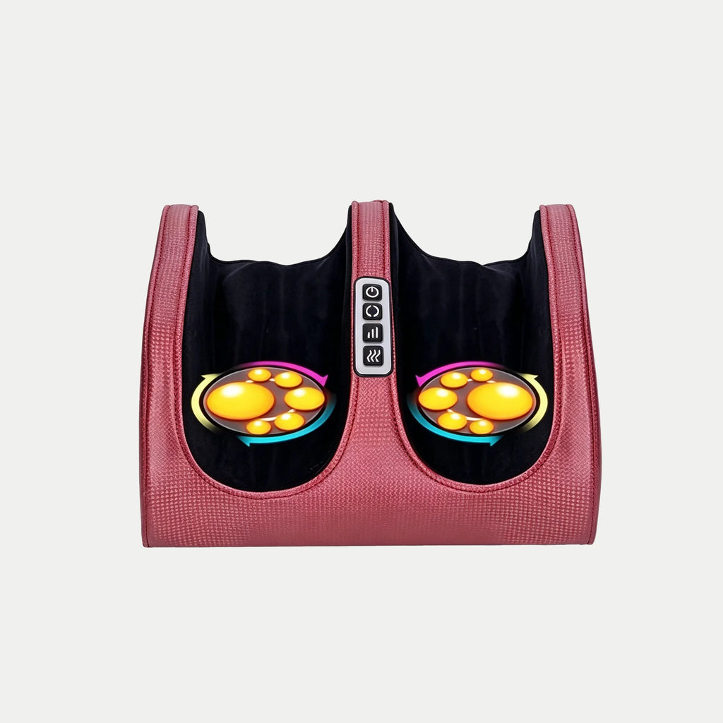 EU Plug Heated Foot Massager for 220-240V Power, Electric Kneading Machine with Adjustable Rotation and Massage Speed, PU Outer and Soft Velvet Liner