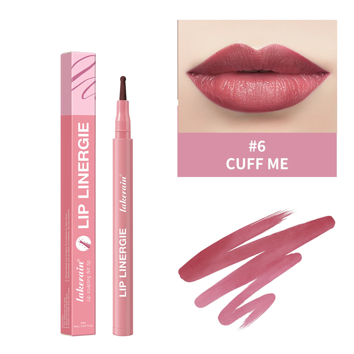 Lip Liner Stain by Lakerain with Flexible Ballpoint Felt Tip, Listed 1ml Lip Contour Makeup for Outlining, Shading and Filling with Eight Named Shade Choices
