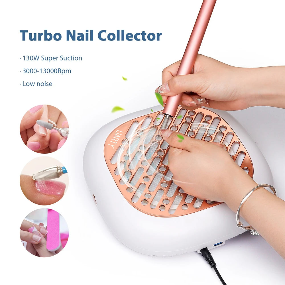 Two-Filter Nail Dust Collector with ABS Body, Adjustable Suction and Listed 23 x 22.5 x 6.9cm Size, Grey, Rose, Silver or Pink Manicure Vacuum Options