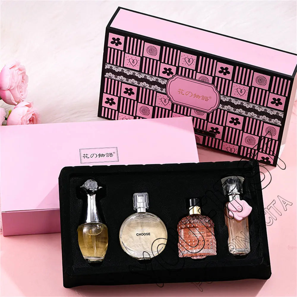 Women's Floral Perfume Gift Set, Fragrance Spray with Four-Piece Gift Box Wording and 100ml Option Label for Daily Scent Routines and Personal Gifting