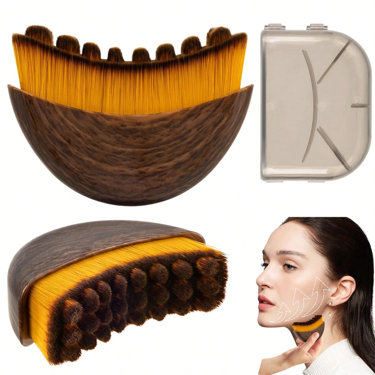 Face Massage Brush with Contour Design for Chin and Jawline Beauty Routines, A or B Selection Labels for Instruction-Guided Personal Skincare Accessories