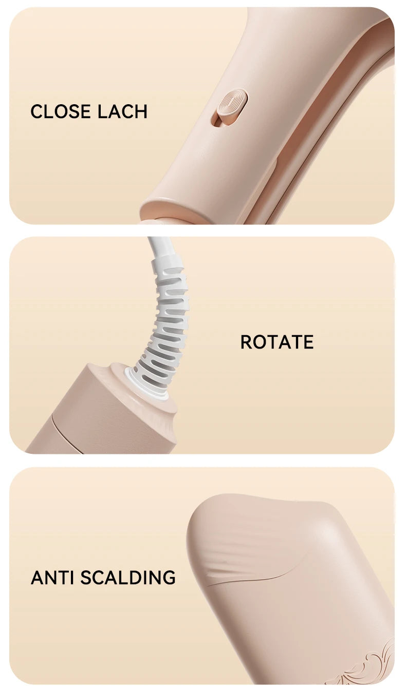 40mm Hair Waver in Beige, Corded Ceramic-Coated Wave Styling Iron with Listed Adjustable Heat, Regional Plug Choices and Without-Box Packaging Option