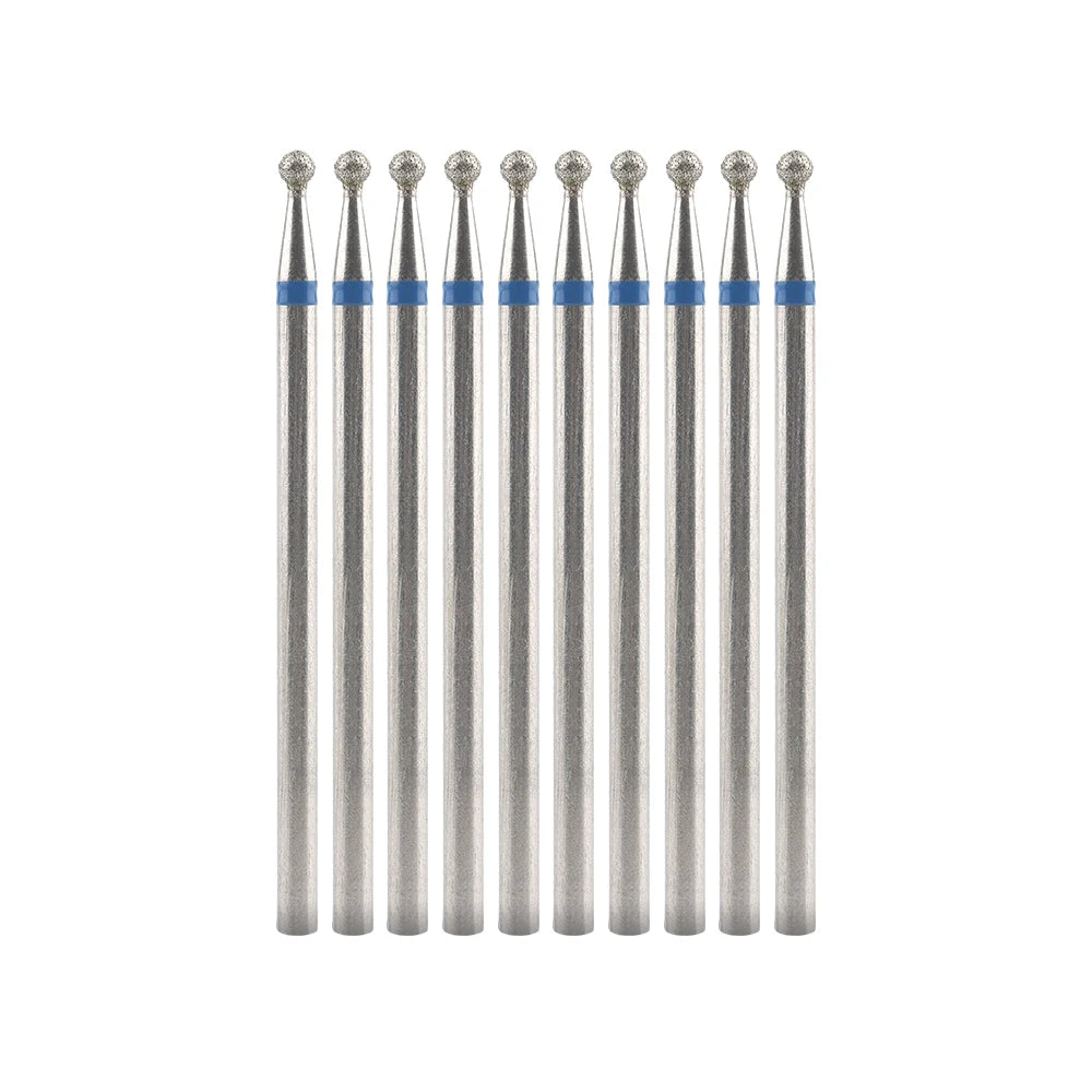 Diamond Nail Drill Bits, Listed 10-Piece Milling Accessories with 2.35mm Shanks, A-Series and Grade-Labeled Options for Professional Electric Manicure Filing