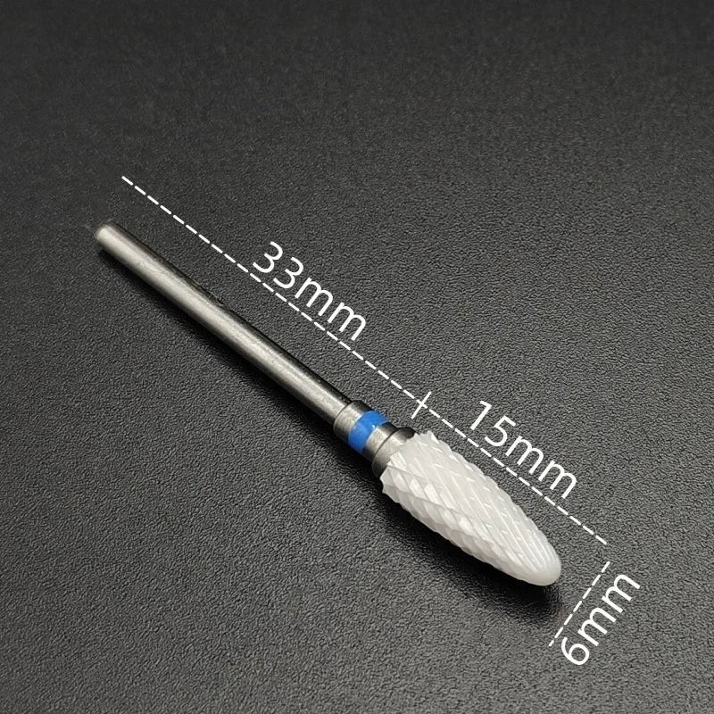 TC-SJ Ceramic Nail Drill Bit, Single Zirconia Milling Accessory with 2.35mm Shank and Bag Packaging for Compatible Professional Electric Manicure Tools