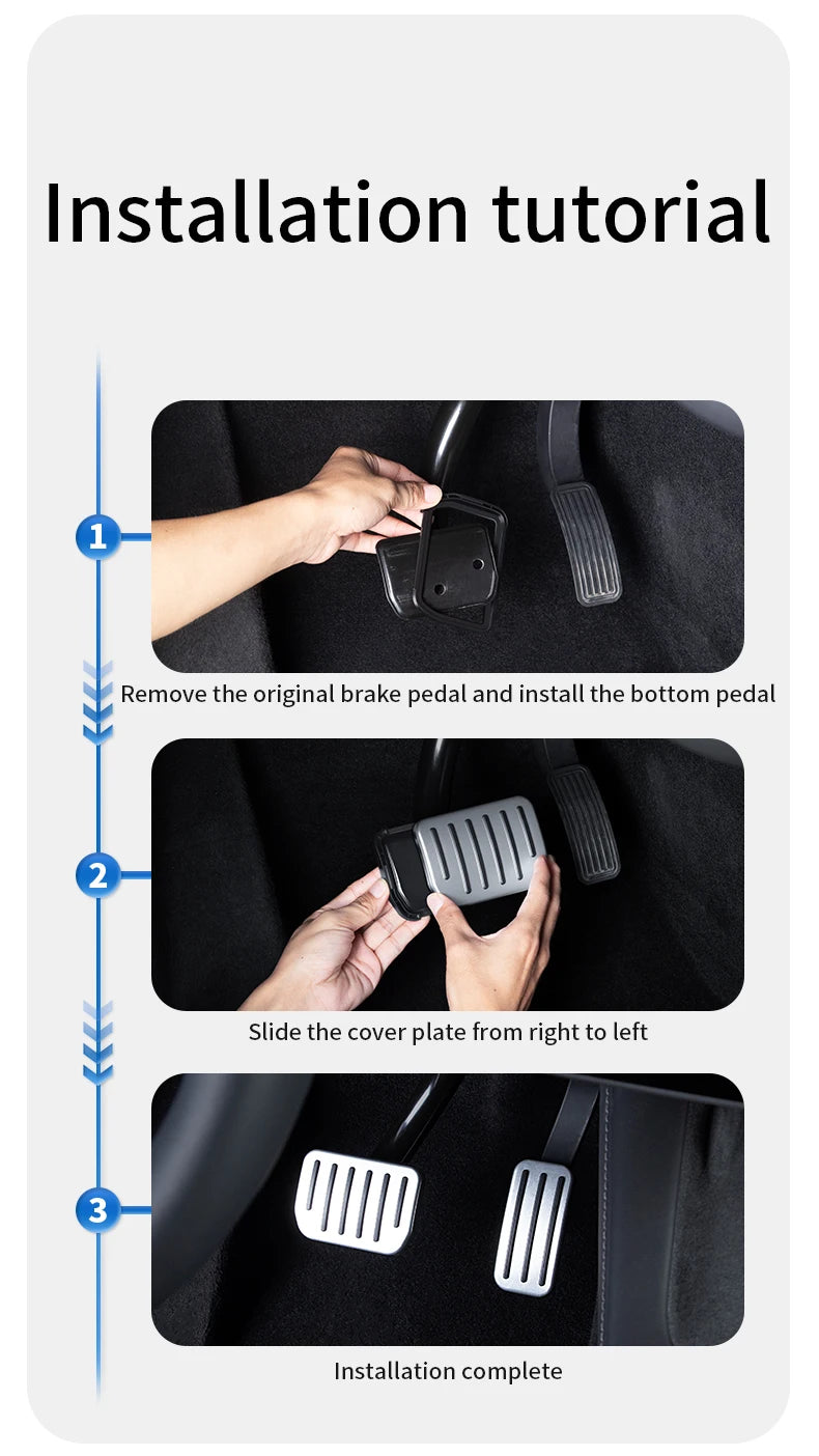 Tesla Pedal Covers by TESY in Black or Silver, Accelerator and Brake Pedal Styling with Slide-Rail Buckle Design for Compatible Model 3, Y and YL Vehicles
