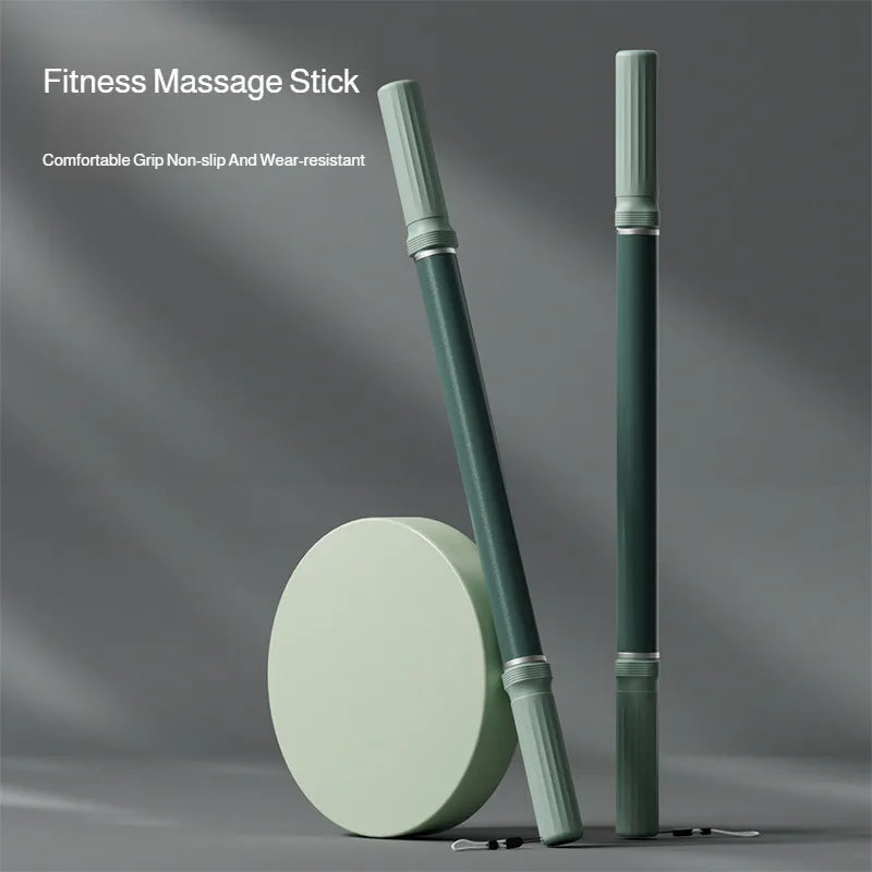 Extra Long Massage Stick for Yoga and Fitness Routines, Body Massage Tool with Back and Leg Stretching References for At-Home Relaxation