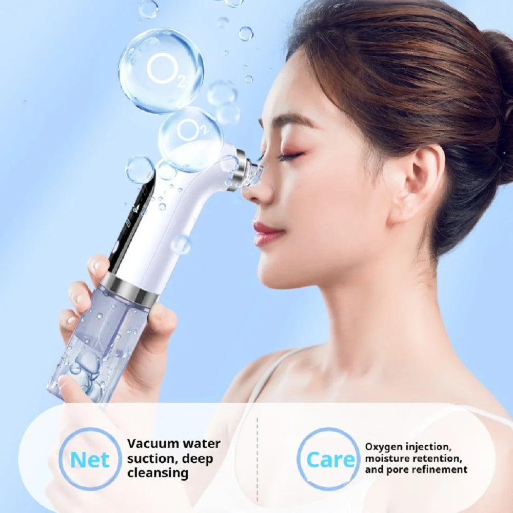Pore Vacuum Facial Device in Ivory with Electric Micro Bubble Cleanser and USB Recharge References for Instruction-Guided Adult Personal Beauty Routines