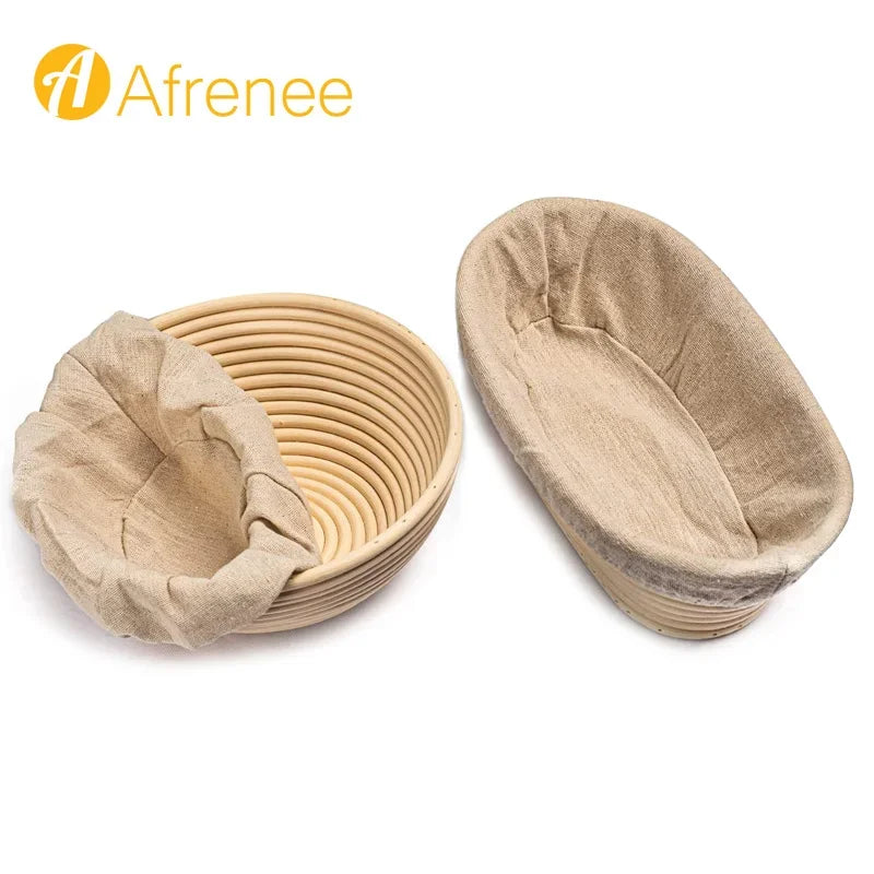 Rattan Bread Proofing Basket with Listed Linen Liner, Round or Oval Sourdough Banneton Selections and Separate Tool or Multi-Piece Options for Home Bread Making