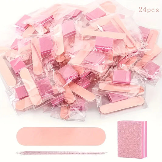 Mini Nail File and Buffer Kit, 24-Piece Manicure Tool Selection with Files, Buffers and Sticks for Adult At-Home Nail Shaping and Personal Care Routines
