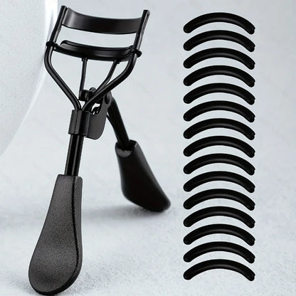 Stainless Steel Eyelash Curler with 15 Silicone Pads, Portable Lash Curling Tool in Seven Color Options for Everyday Makeup and Travel Beauty Kits