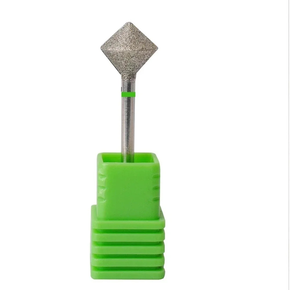 Diamond Cuticle Nail Drill Bit with 3/32-Inch Shank, Single Rotary Manicure Burr in Green or Blue Options for Compatible Electric Nail File Machines