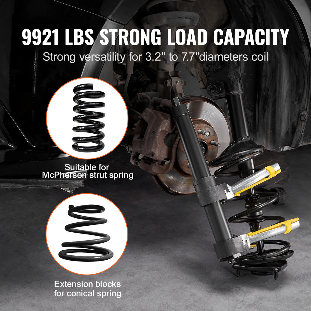 Strut Spring Compressor Kit by SucceBuy with Three Interchangeable Yoke Sizes and Heat-Treated #45 Steel for Compatible MacPherson Suspension Workshop Service