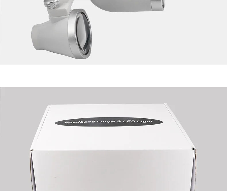 Dental Loupes with LED Headlight, 2.5X or 3.5X Binocular Magnifier with Listed 5W Light, Adjustable Brightness and Spot, US or EU Plug Options
