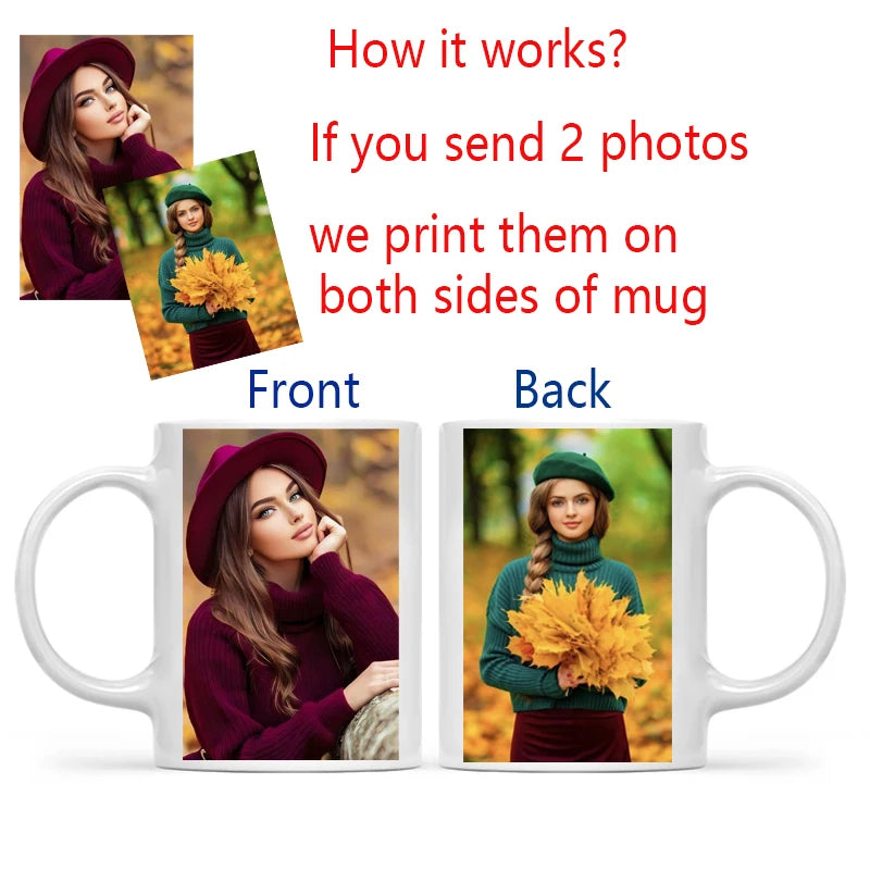 Personalized Photo and Text Mug with Custom Name or Logo Printing, Single Hand-Wash Coffee Cup with Color and Layout Options for Mother's Day and Wedding Gifts