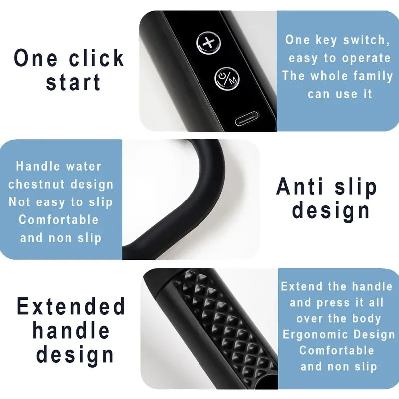 USB Rechargeable Massage Gun GB-868 with 9 Modes and 9 Intensity Levels, Handheld Electric Personal-Care Massager in Black or Silver for Home Relaxation
