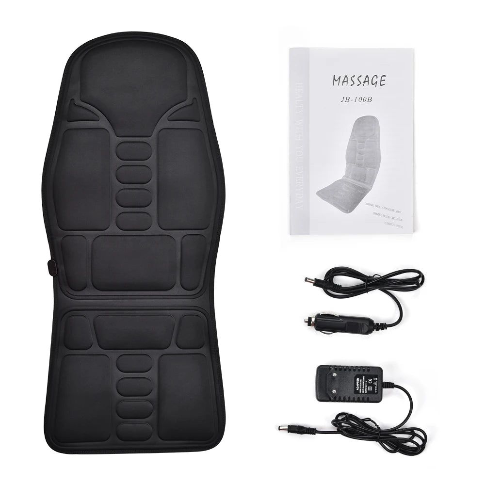 Heated Vibration Seat Massager Type B with Seven Listed Motors, Eight Modes, Three Intensity Levels and 15 or 30 Minute Timers for Home Office Relaxation