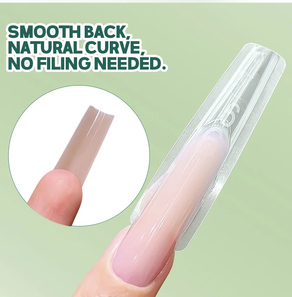 Clear Sandwich Nail Dual Forms by Nailpop with Listed 240-Piece Quantity, Coffin or Oval Options for French Manicure and Builder Gel Nail Extensions