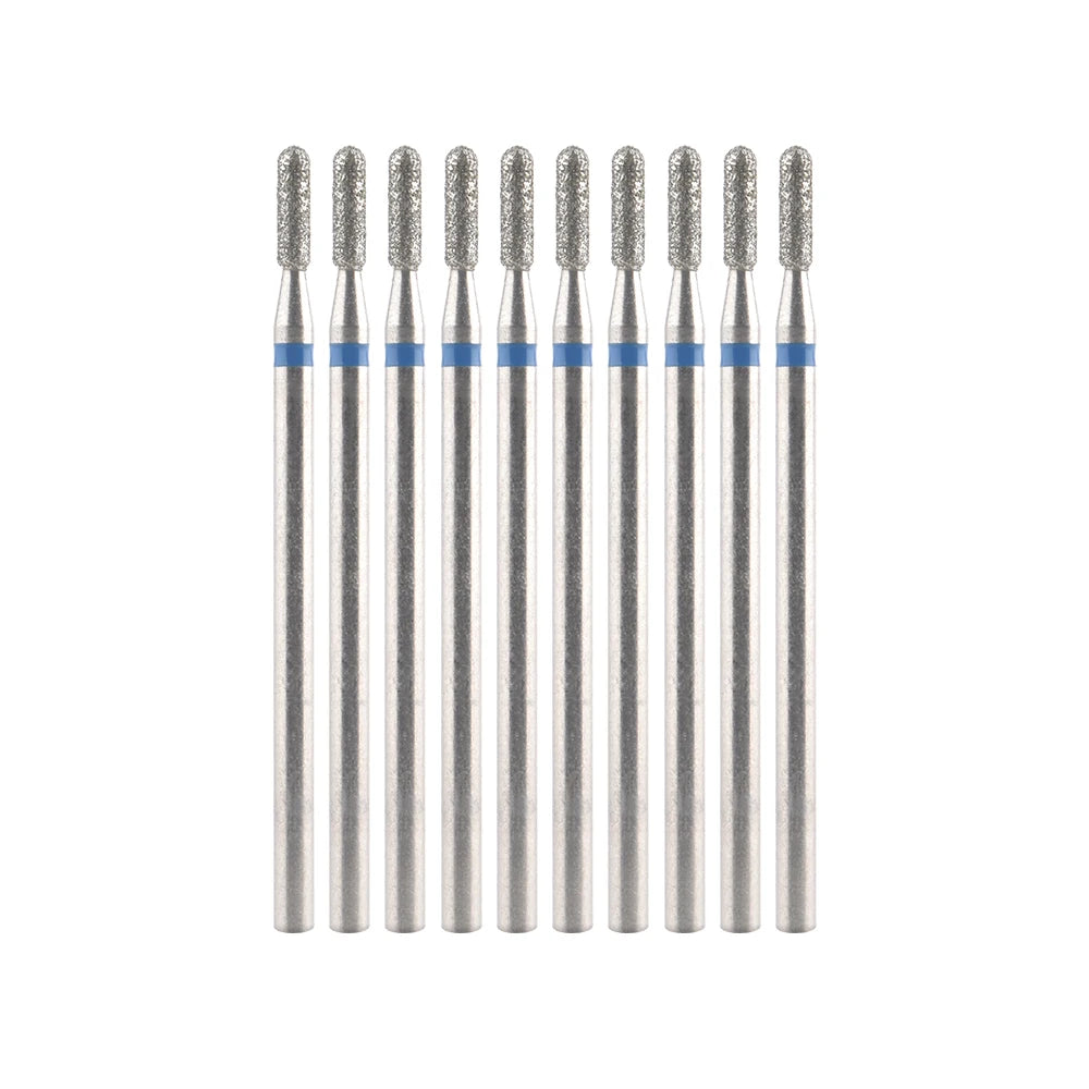 Diamond Nail Drill Bits, Listed 10-Piece Milling Accessories with 2.35mm Shanks, A-Series and Grade-Labeled Options for Professional Electric Manicure Filing