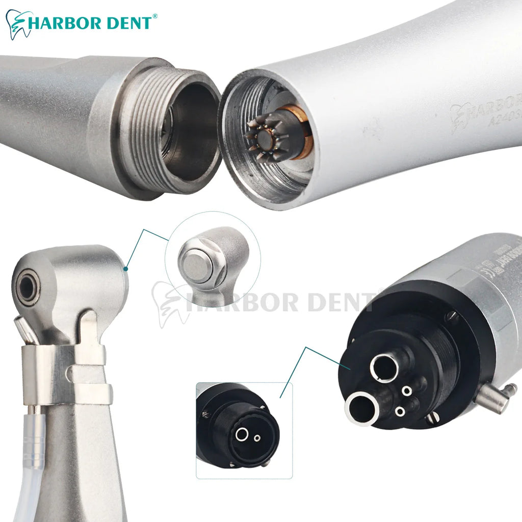 Dental Air Motor and Low Speed Handpiece Options, 2 or 4 Hole Motor, Contra Angle or Straight Attachment Selections for Professional Polishing Equipment