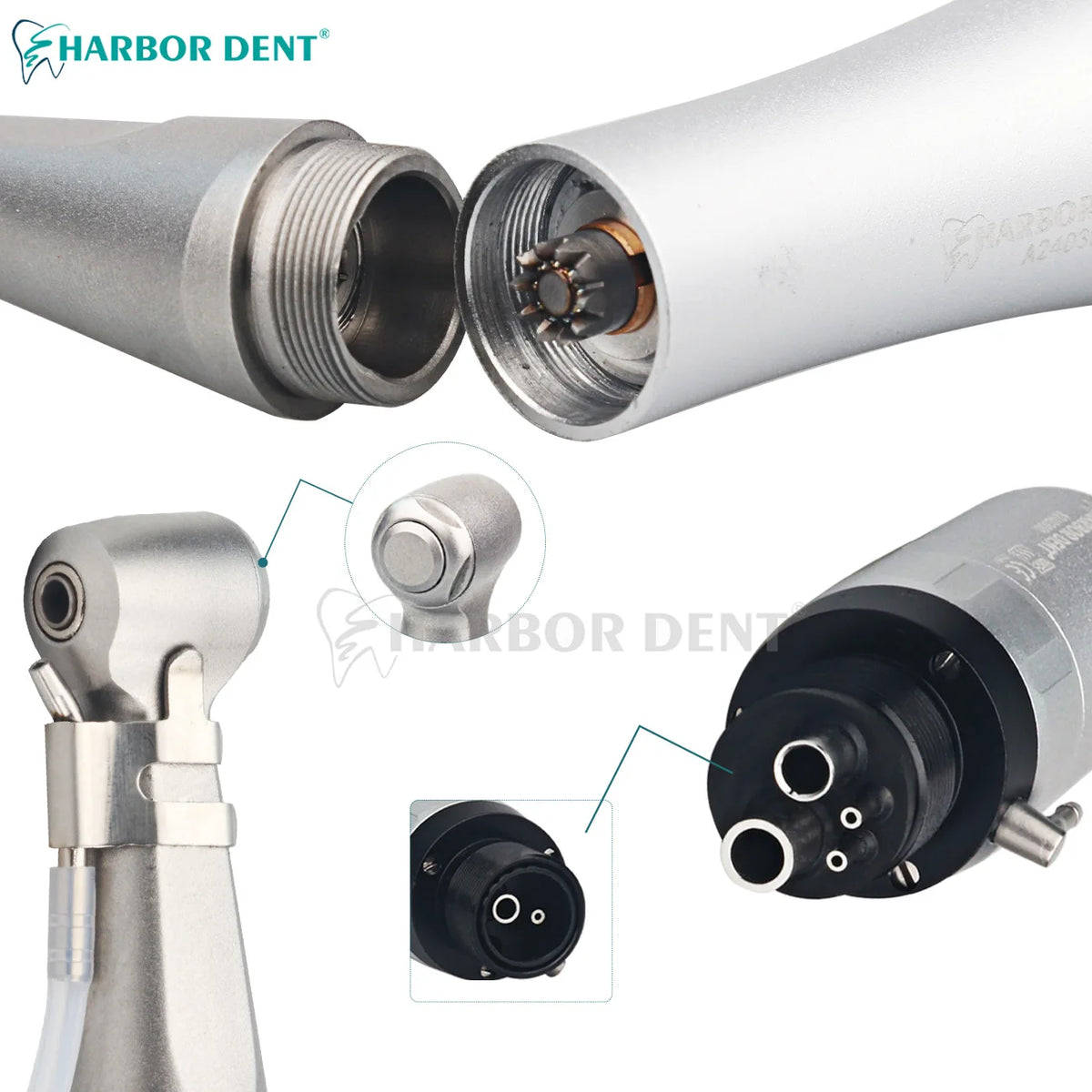 Dental Air Motor and Low Speed Handpiece Options, 2 or 4 Hole Motor, Contra Angle or Straight Attachment Selections for Professional Polishing Equipment
