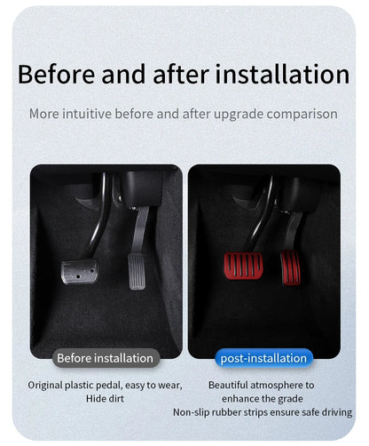 Tesla Pedal Covers by TESY in Black or Silver, Accelerator and Brake Pedal Styling with Slide-Rail Buckle Design for Compatible Model 3, Y and YL Vehicles