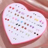 Resin Stud Earrings 36-Pair Random Assortment with Push-Back Closures, Cat, Butterfly and Snowflake Design References for Women's Everyday Fashion